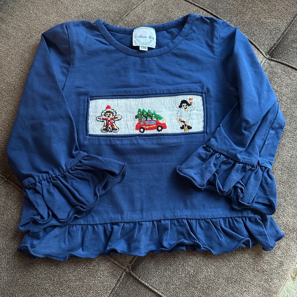Southern Bay “Christmas Vacation”Smocked Shirt Size 24M